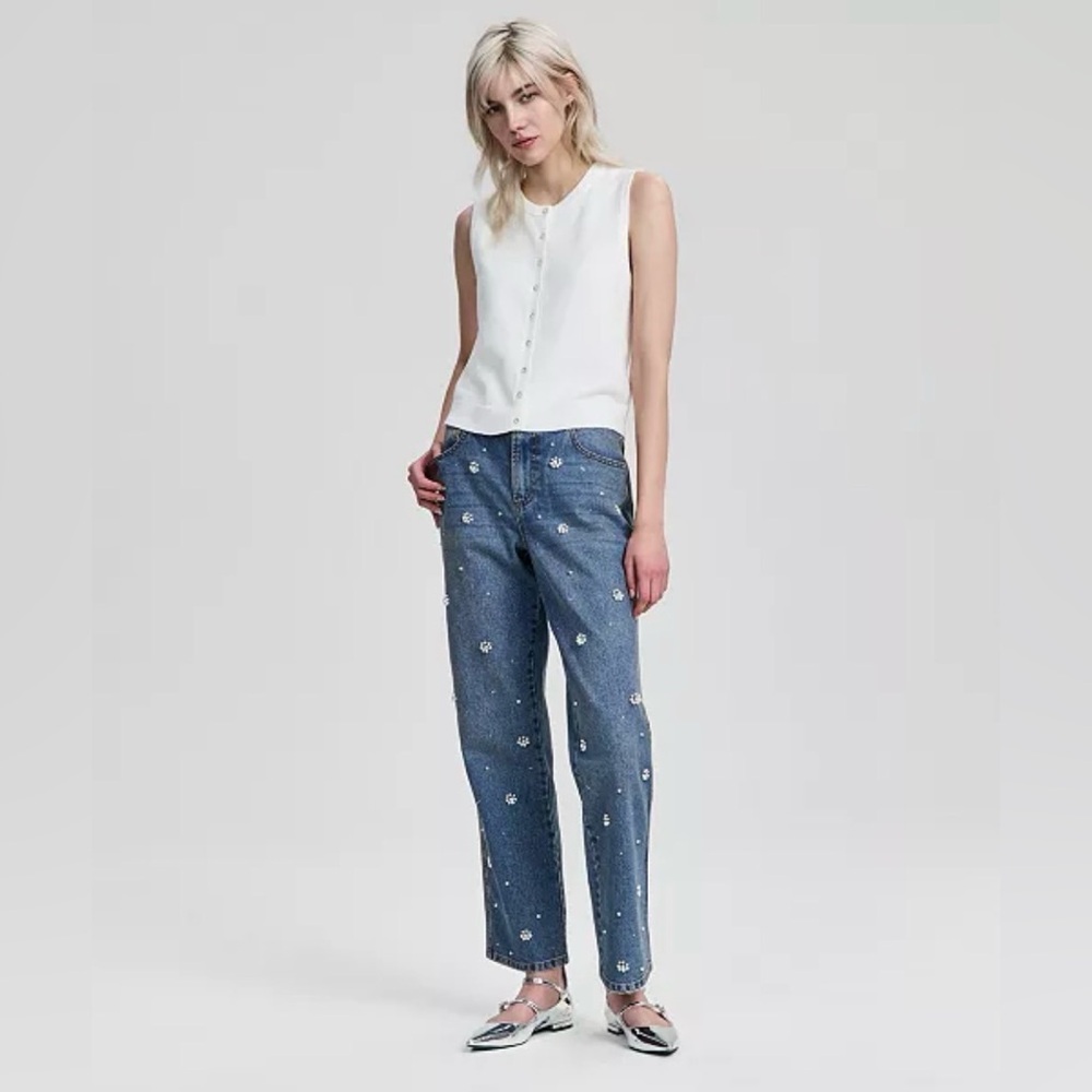 And Now This Women Pearl Embellished Straight-Leg Jeans NWT 28P Macy exclusive